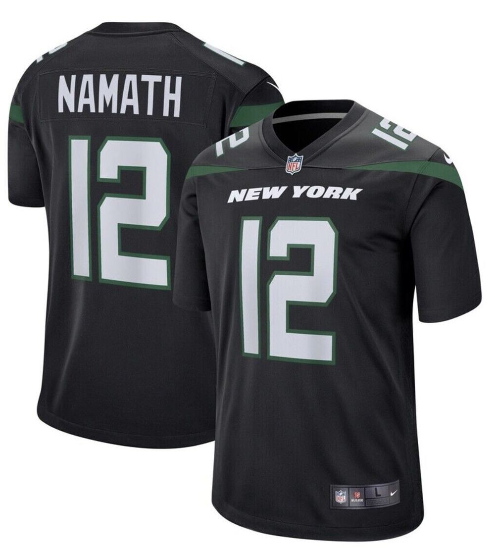 Nike Joe Namath NFL New York Jets Black Jersey #12 Men’s Size Medium